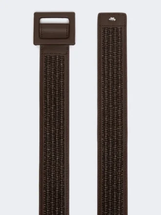 Riem met raffia-effect, donkerbruin