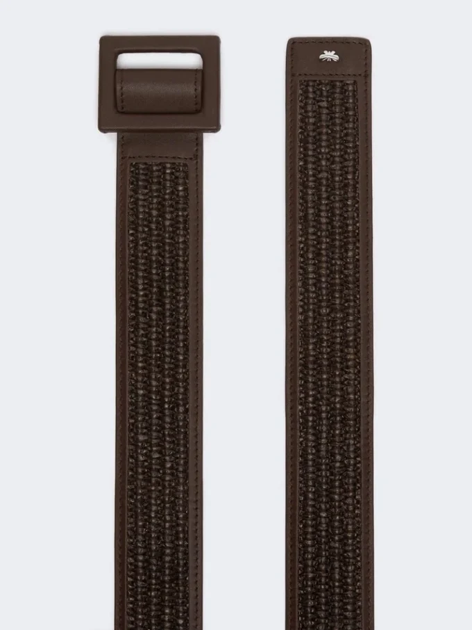 Riem met raffia-effect, donkerbruin Riem met raffia-effect, donkerbruin