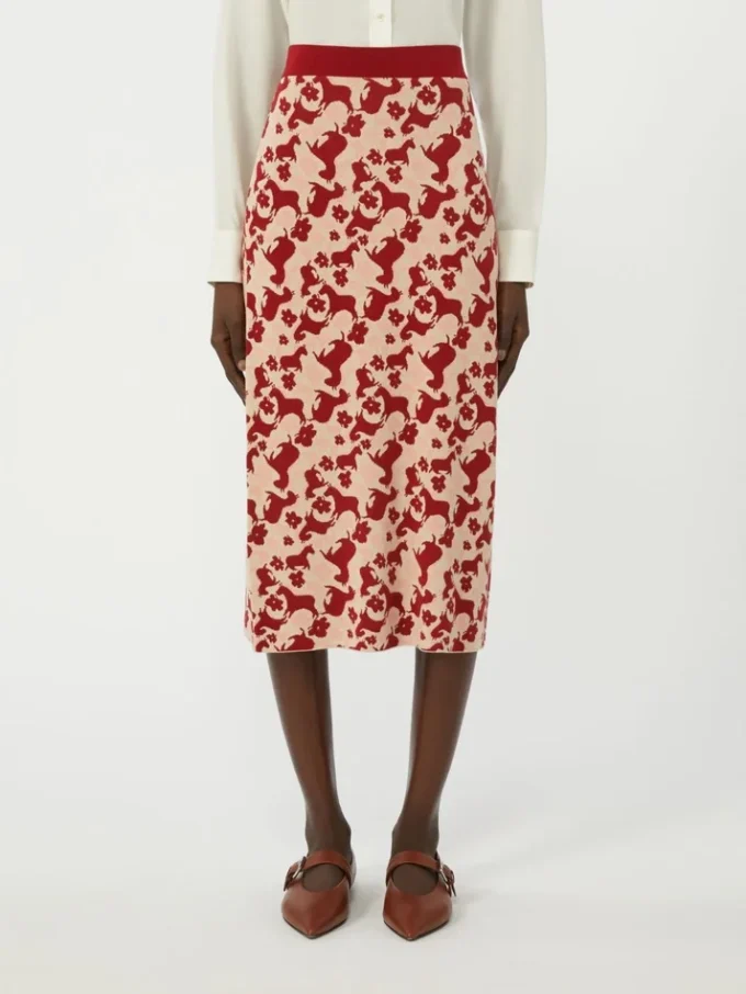 Rok van jacquardgaren, rood Rok van jacquardgaren, rood