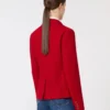 Rood piqua jersey jasje met enkele rij knopen Rood piqua jersey jasje met enkele rij knopen
