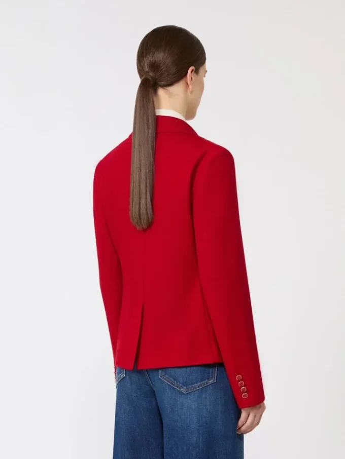 Rood piqua jersey jasje met enkele rij knopen Rood piqua jersey jasje met enkele rij knopen