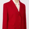 Rood piqua jersey jasje met enkele rij knopen Rood piqua jersey jasje met enkele rij knopen