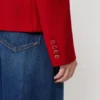 Rood piqua jersey jasje met enkele rij knopen Rood piqua jersey jasje met enkele rij knopen