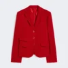 Rood piqua jersey jasje met enkele rij knopen Rood piqua jersey jasje met enkele rij knopen