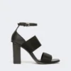 Sandalen van kalfsleer en elastische banden, zwart Sandalen van kalfsleer en elastische banden, zwart