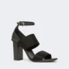 Sandalen van kalfsleer en elastische banden, zwart Sandalen van kalfsleer en elastische banden, zwart