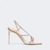 Satijnen sandalen met kristallen, kleur nude Satijnen sandalen met kristallen, kleur nude