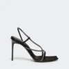 Satijnen sandalen met kristallen, zwart Satijnen sandalen met kristallen, zwart
