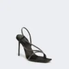 Satijnen sandalen met kristallen, zwart Satijnen sandalen met kristallen, zwart