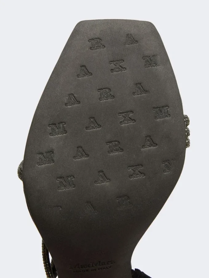 Satijnen sandalen met kristallen, zwart Satijnen sandalen met kristallen, zwart