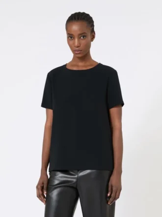Satijnen T-shirt, zwart