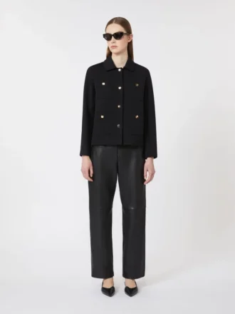 Scuba jersey jasje met boxy pasvorm, zwart