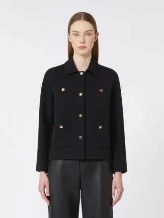 Scuba jersey jasje met boxy pasvorm, zwart