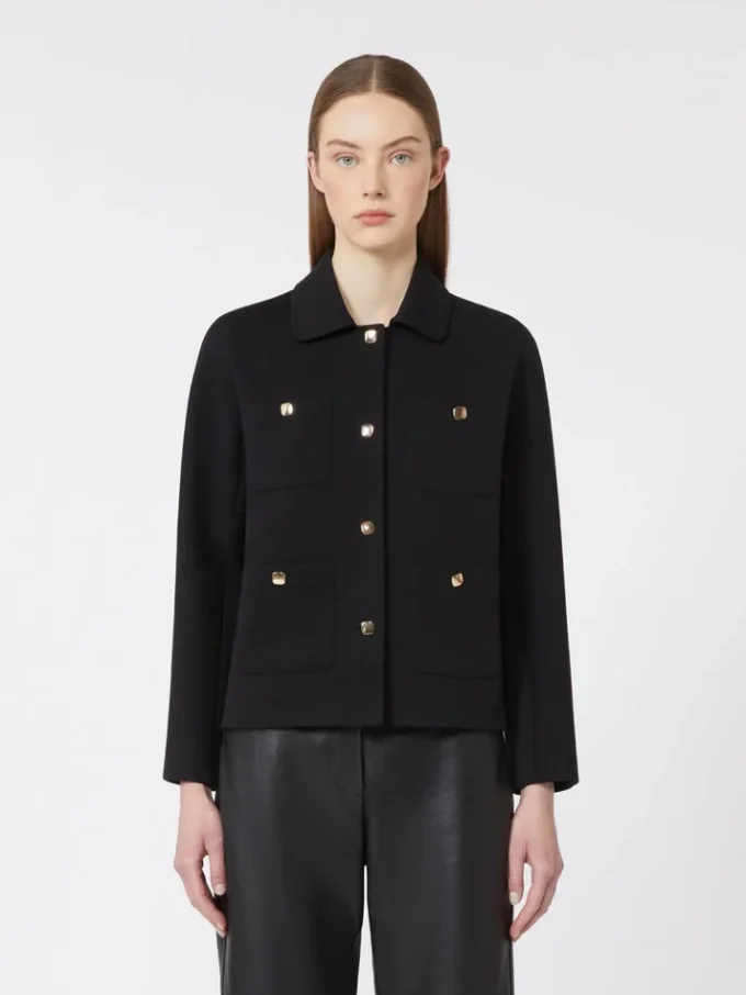 Scuba jersey jasje met boxy pasvorm, zwart Scuba jersey jasje met boxy pasvorm, zwart