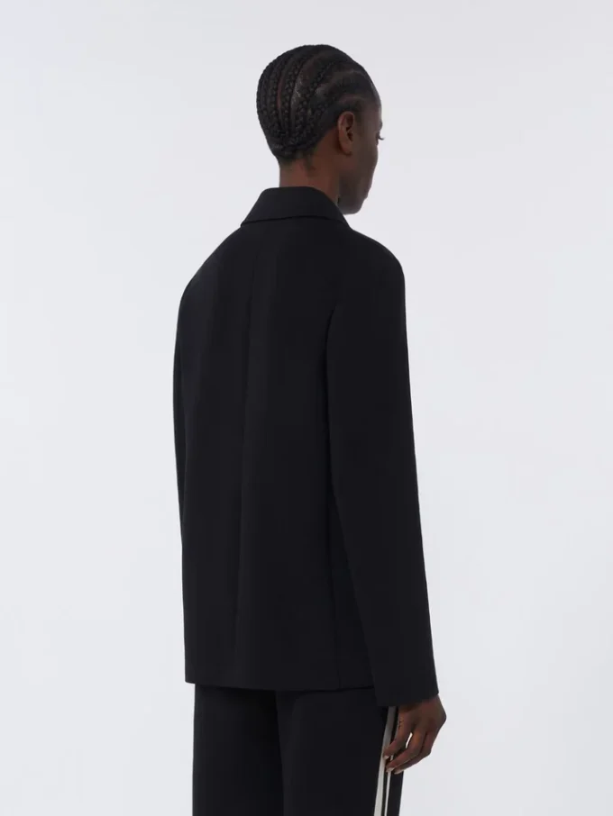 Scuba jersey jasje met enkele rij knopen, zwart Scuba jersey jasje met enkele rij knopen, zwart
