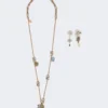 Set met bloem- en kristaldetails, goud Set met bloem- en kristaldetails, goud