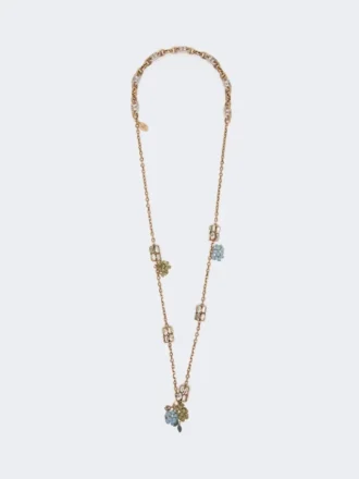 Set met bloem- en kristaldetails, goud Set met bloem- en kristaldetails, goud