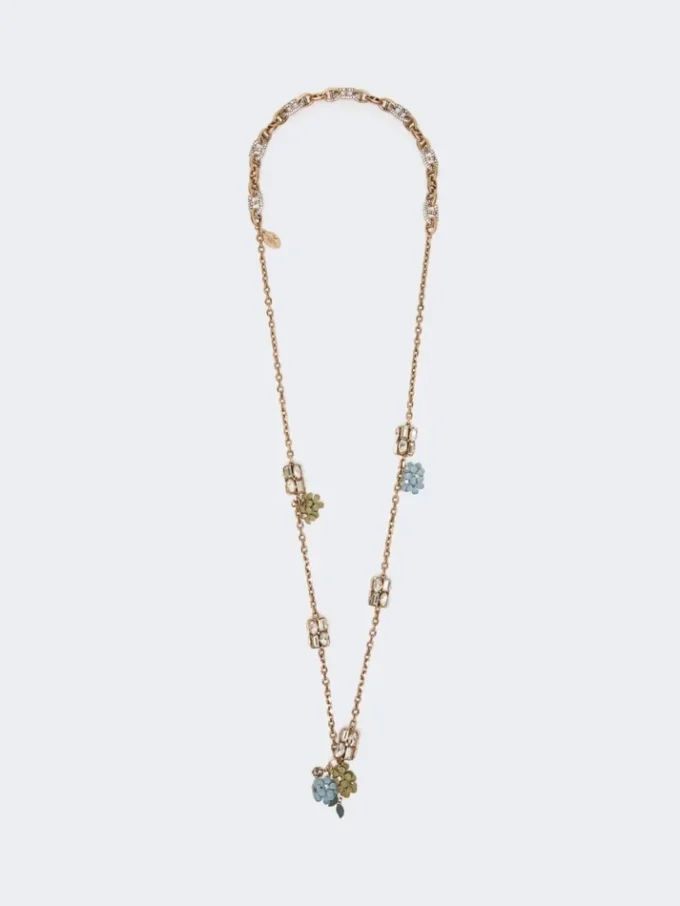 Set met bloem- en kristaldetails, goud Set met bloem- en kristaldetails, goud