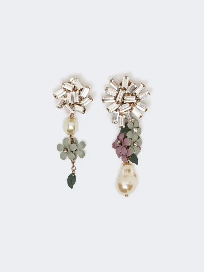 Set met bloem- en kristaldetails, goud Set met bloem- en kristaldetails, goud