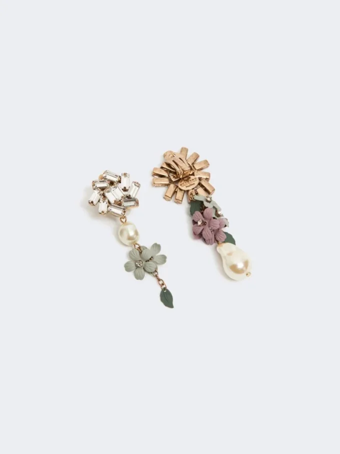 Set met bloem- en kristaldetails, goud Set met bloem- en kristaldetails, goud