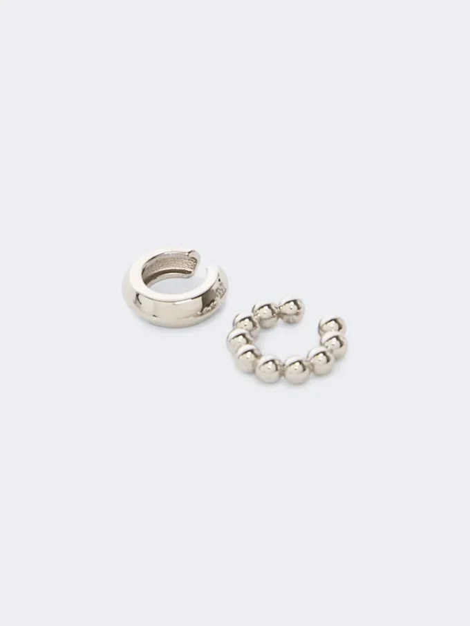 Set van twee oorklemmen, zilver Set van twee oorklemmen, zilver