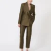 Shantung blazer met dubbele rij knopen, kaki Shantung blazer met dubbele rij knopen, kaki