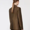 Shantung blazer met dubbele rij knopen, kaki Shantung blazer met dubbele rij knopen, kaki