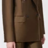 Shantung blazer met dubbele rij knopen, kaki Shantung blazer met dubbele rij knopen, kaki