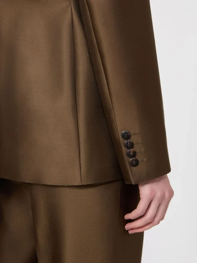 Shantung blazer met dubbele rij knopen, kaki Shantung blazer met dubbele rij knopen, kaki