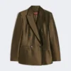 Shantung blazer met dubbele rij knopen, kaki Shantung blazer met dubbele rij knopen, kaki