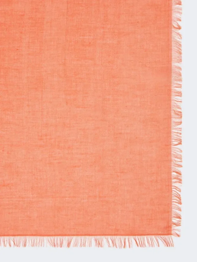 Sjaal van katoen, modal en kasjmier jacquard, koraal