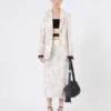 Geprinte organza en gabardine kokerrok, wit Geprinte organza en gabardine kokerrok, wit