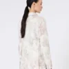 Slim-fit blazer van bedrukte organza en gabardine, wit Slim-fit blazer van bedrukte organza en gabardine, wit