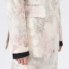 Slim-fit blazer van bedrukte organza en gabardine, wit Slim-fit blazer van bedrukte organza en gabardine, wit
