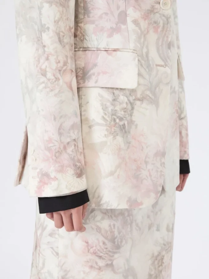 Slim-fit blazer van bedrukte organza en gabardine, wit Slim-fit blazer van bedrukte organza en gabardine, wit