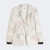 Slim-fit blazer van bedrukte organza en gabardine, wit Slim-fit blazer van bedrukte organza en gabardine, wit