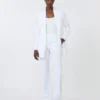 Slim-fit broek van crêpecanvas, optisch wit
