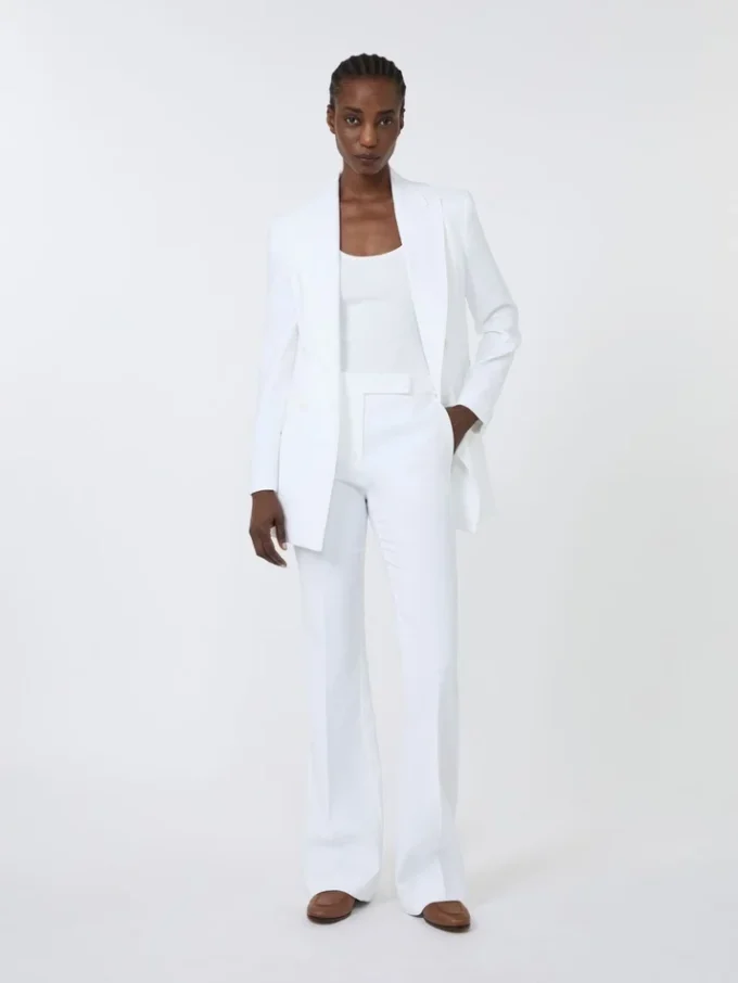 Slim-fit broek van crêpecanvas, optisch wit