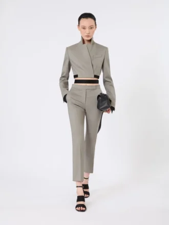 Slim-fit broek van wol, mohair en zijde, middengrijs