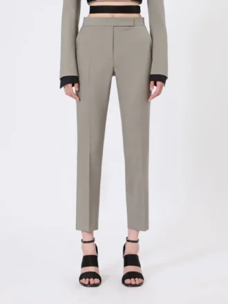 Slim-fit broek van wol, mohair en zijde, middengrijs