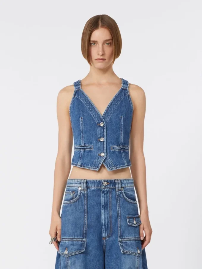 Slim-fit denim gilet, midnightblue Slim-fit denim gilet, midnightblue