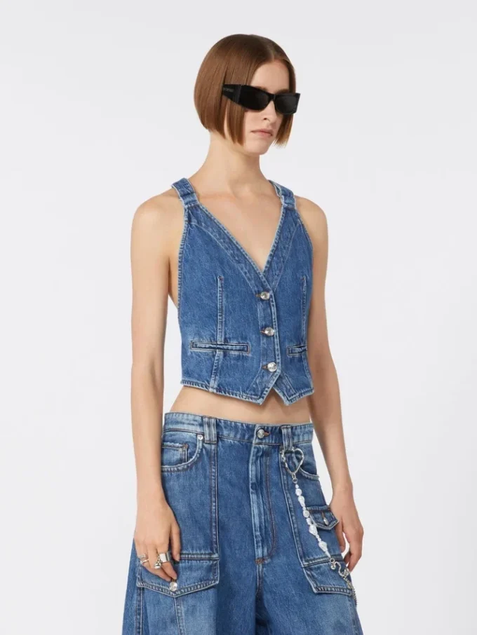 Slim-fit denim gilet, midnightblue Slim-fit denim gilet, midnightblue