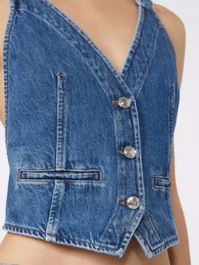 Slim-fit denim gilet, midnightblue Slim-fit denim gilet, midnightblue