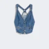 Slim-fit denim gilet, midnightblue Slim-fit denim gilet, midnightblue