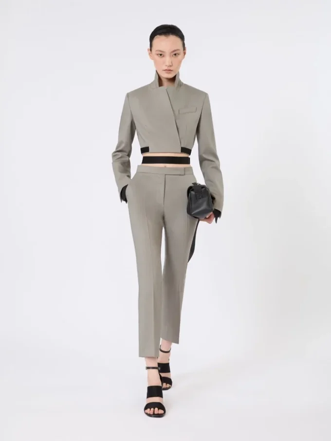 Slim-fit jasje van wol, mohair en zijde, middengrijs