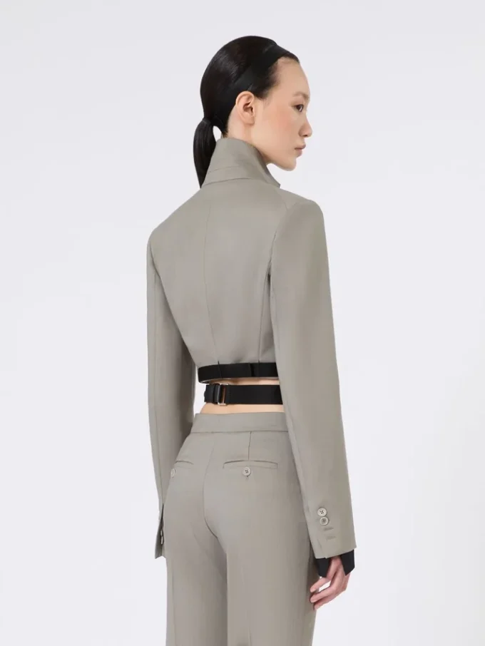 Slim-fit jasje van wol, mohair en zijde, middengrijs
