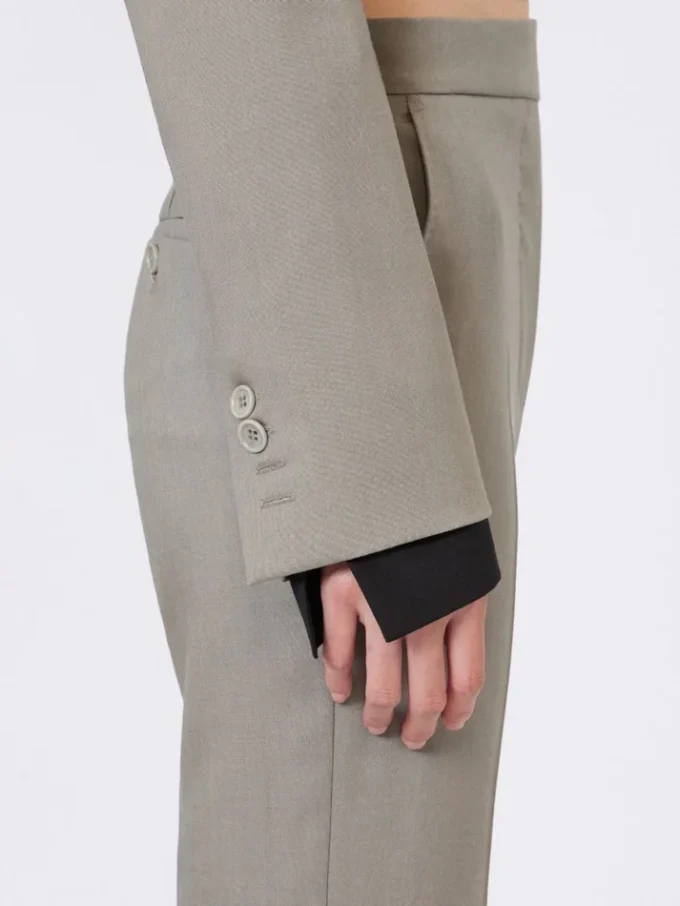 Slim-fit jasje van wol, mohair en zijde, middengrijs