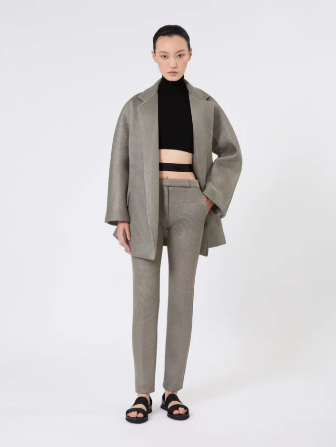 Slim-fit jersey mesh broek, middengrijs Slim-fit jersey mesh broek, middengrijs