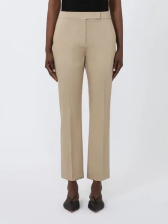 Slim-fit katoenen satijnen broek, kaki