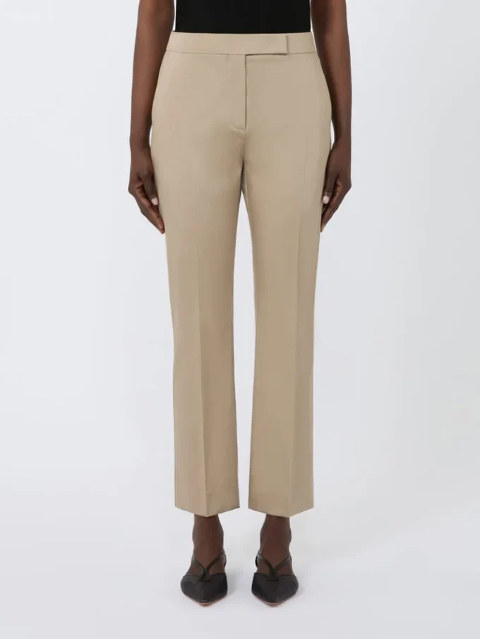 Slim-fit katoenen satijnen broek, kaki Slim-fit katoenen satijnen broek, kaki